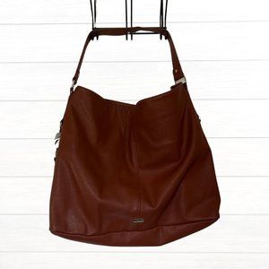 Brown faux leather slouchy purse bag from Jewell brand by Thirty-One XL